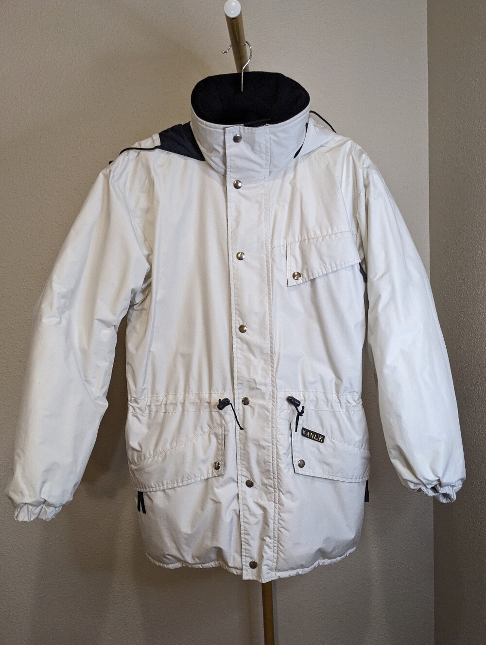 Kanuk Winter Parka Vintage White Black Hooded Ski Coat Men Medium